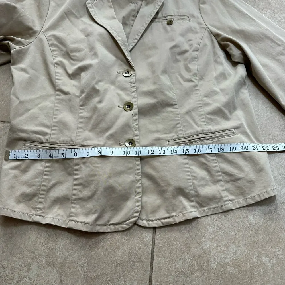 Coldwater Creek Utility Jacket Womens Plus Size 18 Tan Khaki Cotton Cargo Barn